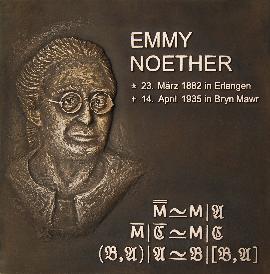 Gedenktafel in Bronze mit Portrait von Emmy Noether, Friedrich-Alexander-Universität Erlangen-Nürnberg,Department Mathematik 