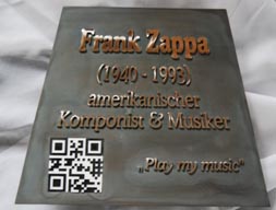 Bronzetafel - Gedenktafel für Frank Zappa