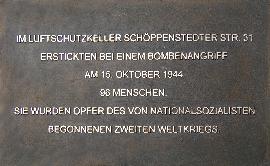 Gedenktafel aus Bronze, hergestellt im Bronzeguss, für die Opfer in einem ehemaligen Luftschutzkeller in Braunschweig