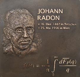Gedenktafel in Bronze mit Portrait von Johann Radon, Friedrich-Alexander-Universität Erlangen-Nürnberg,Department Mathematik