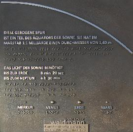 Relieftafel mit Brailleschrift aus Bronze, Planetenpfad Engen