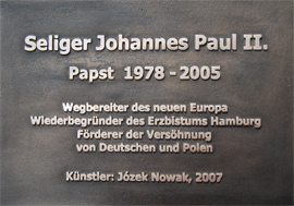 Gedenktafel "Seliger Johannes Paul II", Bronzetafel